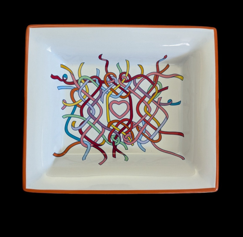 Pottery Barn x HERproject Heart Ceramic Trinket Tray Dish Catchall White Orange